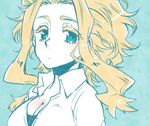  all_might blonde_hair boku_no_hero_academia breasts cleavage female genderswap partially_colored simple_background solo 