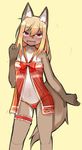  anthro blush bow_knot clothed clothing female fur hair kemono looking_at_viewer mammal navel open_mouth panties peruri simple_background solo teenager teeth underwear young 