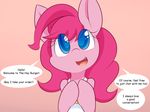  blue_eyes clothed clothing dshou english_text equine female friendship_is_magic hair horse mammal my_little_pony open_mouth pink_hair pinkie_pie_(mlp) solo teeth text tongue 