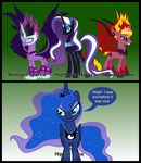  2016 crown dialogue english_text equestria_girls equine female friendship_is_magic group hipster horn jewelry mammal midnight_sparkle_(eg) mlp-silver-quill my_little_pony necklace nightmare_rarity_(idw) princess_luna_(mlp) sunset_shimmer_(eg) text unicorn winged_unicorn wings 