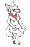 anthro bandanna blep breasts canid canine canis domestic_dog female fur mammal nipples pussy ratsauce simple_background solo tongue tongue_out white_fur 