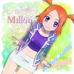  blue_eyes midriff mirei_(pokemon) orange_hair pokemon pokemon_colosseum skirt smile solo 