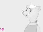  collar disney ear_piercing female guide_lines honey_(zootopia) honey_badger mammal monochrome mustelid phallusbro piercing portrait sharp_teeth shock_collar solo teeth tongue tongue_out zootopia 