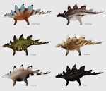  ambigious_gender claws colorful designs dinosaur herbivore invalid_tag roaring spikes spots stegosaurus text thagomizer 