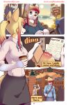 anthro blonde_hair blue_eyes canid canine canis clothing comic domestic_dog elie-s_den female group hair husky legwear linahusky mammal nordic_sled_dog office pink_hair spitz stockings