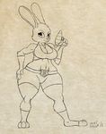  anthro big_breasts breasts cleavage clothed clothing disney female hand_on_hip judy_hopps lagomorph long_ears mammal pose rabbit sketch skimpy solo tight_clothing vant_talon voluptuous wide_hips zootopia 