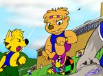  alfred_tiger bear calvin_bowling canine chipmunk clothing cub elephant feline gym hamster mammal michael_williamson playing rodent school soccer sport sweat tiger tradcartoons uniform willie_munk wolf young 