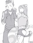  &lt;3 2016 accelo accelo_(character) butt canine clothed clothing collar cress crossdressing duo feline fox girly greyscale just_right leopard long_tail male mammal meme monochrome shorts sketch 