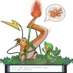  2022 absurd_res ambiguous_anthro ambiguous_gender anthro belly bent_tail blue_eyes bodily_fluids captured charizard crying cutaway exagono16 featureless_crotch fire flaming_tail gameplay_mechanics generation_1_pokemon generation_5_pokemon gloves_(marking) grass group head_first hi_res larger_prey leaf leaf_tail long_tail looking_up mammal markings motion_lines nintendo on_grass open_mouth plant plantigrade pokemon pokemon_(species) pouch_(anatomy) pouch_vore pseudo_clothing raichu reaching red_eyes restrained rodent semi-anthro simple_background sitting size_difference smaller_pred snivy sweat sweatdrop tail tears text_box tongue tongue_out vines vore white_background wide_eyed 