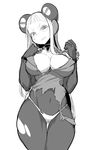  bdsm blush bodysuit breasts cleavage electro_emilia greyscale hair_ornament ken_(koala) large_breasts long_hair looking_at_viewer md5_mismatch monochrome original panties skin_tight solo torn_clothes underwear 
