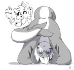 anthro blue_eyes canid canine canis cephalopod changed_(video_game) cheesefries coleoid decapodiform fish fur goo_creature grey_body hair hi_res male mammal marine mollusk multicolored_body open_mouth pawpads paws shark shark_tail simple_background smile squid_dog_(changed) tail tentacles the_shark_(changed) white_body white_fur white_hair