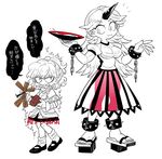  :3 breasts chain cup furukawa_(yomawari) green_eyes height_conscious height_difference highres horn hoshiguma_yuugi large_breasts mallet mizuhashi_parsee multiple_girls paru_paru pointy_ears sakazuki see-through_silhouette spot_color star touhou translated voodoo_doll 