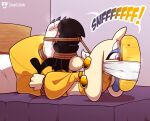 anthro arms_tied bdsm bed blarf_(blarf022) bodily_fluids bondage bound bound_together clothing dante_(itsdante) duo ear_piercing ear_ring feet flip_flops foot_fetish foot_sniffing footwear furniture hands_tied hi_res humanoid itsdante kinx_(blarf022) lagomorph legs_tied leporid male mammal not_furry piercing rabbit restraints ring_piercing rope rope_bondage sandals shoes sniffing soles steamy_feet sweat sweaty_feet tail