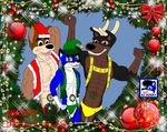  anthro buster_(lady_and_the_tramp) canine christmas clothed clothing doberman dog german_shepherd holidays male mammal muscular nipples speedo swimsuit thunderbolt topless 