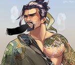  cum cum_on_body facial hanzo_(overwatch) overwatch penis steam tattoo um yaoi 