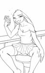  alcohol anthro beverage black-kitten black_and_white clothed clothing female food lagomorph looking_at_viewer mammal monochrome rabbit simple_background skirt solo white_background 