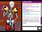  2015 animated_skeleton blue_penis blush bone clothing english_text erection front_view humanoid inside male not_furry papyrus_(undertale) penis plus5pencil skeleton streaming text translucent translucent_penis undead undertale undressing video_games 