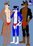  anthro buster_(lady_and_the_tramp) canine clothed clothing doberman dog german_shepherd male mammal muscular nipples speedo swimsuit thunderbolt topless 