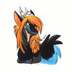  2016 black_fur dragon female fur hair kwik orange_eyes orange_hair solo tongue tongue_out wings 