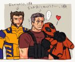  ... 3boys beard bodysuit cable_(marvel) commentary_request deadpool deadpool_&amp;_wolverine deadpool_(series) deadpool_2 facial_hair gloves grey_hair heart highres interlocked_fingers looking_at_another male_focus marvel marvel_cinematic_universe mask multiple_boys muscular muscular_male open_mouth own_hands_together red_bodysuit red_mask scar scar_on_face short_hair short_sleeves spoken_ellipsis superhero_costume translation_request two-tone_bodysuit wolverine_(x-men) x-men x-men_film_series yaoi yellow_bodysuit yo_ko_(kkk1211mmm) 