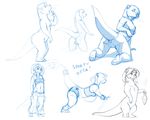  2016 all_fours anthro anus breasts butt dialogue female fish jewelry looking_back mammal marine multiple_scenes mustelid necklace nude otter presenting pussy raised_tail simple_background sketch small_breasts speech_bubble white_background wolfy-nail 