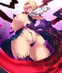  alice_margatroid ass blonde_hair breasts corruption dark_persona elbow_gloves from_behind from_below gloves hairband huge_ass huge_breasts looking_at_viewer looking_down open_mouth panties red_eyes revealing_clothes sarong sekiyu_(spartan) shiny shiny_hair shiny_skin short_hair smile solo thighhighs thong touhou 
