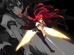  katana mizuki_makoto red_hair school_uniform shakugan_no_shana shana solo sword thighhighs wallpaper weapon wings zoom_layer 