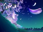  cherry_blossoms kagaya nature night night_sky original petals scenery sky solo star_(sky) starry_sky wallpaper 