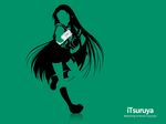  green ipod parody silhouette suzumiya_haruhi_no_yuuutsu tsuruya 