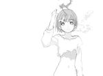  copyright_request fish goldfish greyscale houden_eizou midriff monochrome sketch solo torn_clothes 