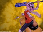  bass flcl guitar haruhara_haruko kikumaru_bunta vespa yellow 