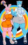  2016 anais_watterson anthro areola big_breasts blue_fur blush breasts cartoon_network clothed clothing daughter dress feline footwear fur glans hi_res huge_breasts jay-marvel lagomorph long_ears mammal mother mother_and_daughter muscular nicole_watterson nipples open_shirt parent penis pink_fur rabbit skirt solo the_amazing_world_of_gumball thick_thighs whiskers 