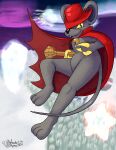 absurd_res anthro aurora_(phenomenon) bell bell_collar buckteeth cape claws clothing collar daroach dated digital_media_(artwork) fur grey_body grey_fur hat headgear headwear hi_res kirby_(series) kirby_squeak_squad lendri_mujina magic magic_wand male mammal medibang_paint_(artwork) midair mostly_nude mouse murid murine nintendo orange_eyes outside pupils red_cape red_clothing red_hat red_headwear rodent signature slit_pupils snow solo teeth top_hat yellow_claws yellow_sclera