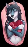  anthro box_of_chocolates candy canine chocolate eye_contact female food hug lushminda mammal navel purple_eyes raito solo wolf yukiashi 