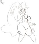  black_and_white breasts featureless_breasts female immortalstar lopunny monochrome nintendo pok&eacute;mon pok&eacute;morph smile solo video_games wide_hips 