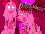 2024 animal_genitalia animal_penis anthro axe balls blood blush blush_lines blush_stickers bodily_fluids canid canine canine_genitalia canine_penis canis cutting death domestic_dog dying dying_eyes erection felling_axe genitals gore gore_focus hi_res jackrabbit_(artist) lovehound male mammal noose nooseplay pawpads penis self-harm shealth signature smile solo suicide throwing_axe throwing_weapon torture veiny_eye