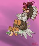  anthro avian bdsm bird bondage bound breasts chicken eyes_closed feathers foot_fetish foot_lick licking rope solo tickle_torture tickling tongue tongue_out torture yggimoy_(artist) 