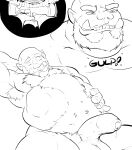 anthro balls beard big_balls big_penis bodily_fluids body_outline cum darkness duo facial_hair fingernails foreskin genital_fluids genitals gulp_(sound_effect) hand_on_belly hi_res humanoid leaking_precum male male/male mammal mustelid nails oral_vore orc otter pandottermon penis precum prey_pov resting sleeping swallowing teeth vore