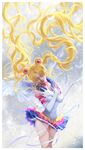  2016 absurdly_long_hair bishoujo_senshi_sailor_moon blonde_hair blue_sailor_collar blurry choker closed_eyes cowboy_shot crossed_arms dated depth_of_field derivative_work double_bun elbow_gloves eternal_sailor_moon eyelashes feathered_wings feathers floating_hair flower gloves hair_ornament highres layered_skirt lips long_hair magical_girl pearl pink_lips pose realistic ribbon rose sailor_collar sailor_moon sailor_senshi_uniform signature skin_tight skirt solo sunmomo tsukino_usagi twintails very_long_hair white_flower white_gloves white_ribbon white_rose white_wings wind wings 