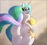  2016 absurd_res anthro anthrofied bedroom_eyes big_breasts big_butt bra breasts butt butt_grab clothing cutie_mark equine female friendship_is_magic hair half-closed_eyes half_naked hand_on_butt hi_res horn huge_breasts huge_butt invalid_tag long_hair looking_at_viewer mammal multicolored_hair my_little_pony panties princess_celestia_(mlp) seductive smile solo sparkles standing underwear unicorn vrabo 