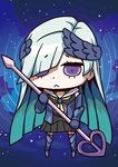  april_fools brynhildr_(fate) brynhildr_romantia chibi fate/grand_order fate/prototype fate/prototype:_fragments_of_blue_and_silver fate_(series) headpiece long_hair official_art polearm purple_eyes riyo_(lyomsnpmp) silver_hair solo weapon 