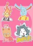  black_hair burgerpants cat eyewear feline fire glasses grillby hair lagomorph male mammal rabbit sungho temmie_(undertale) undertale video_games 