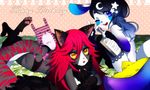  anthro clothed clothing duo english_text feline female lagomorph lingerie lying mammal on_front one_eye_closed open_mouth panties rabbit rekuuhh sitting teeth text tongue underwear 