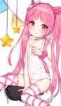  1girl blush danganronpa flat_chest long_hair looking_at_viewer pink_eyes pink_hair smile solo star swimsuit utsugi_kotoko zettai_zetsubou_shoujo 