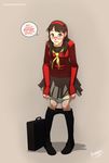  amagi_yukiko black_hair blush embarrassed glasses hairband looking_at_viewer panties_down pantyhose pantyhose_down persona persona_4 school_uniform sinner!_(sillygirl) solo speech_bubble undressing 