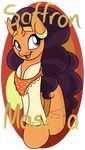  bluerainbow01 clothing equine female feral horn horse jewelry mammal pony saffron_masala_(mlp) text unicorn 