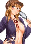  chibi cleavage isshiki_eishin no_bra open_shirt underboob 