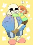  ambiguous_gender animated_skeleton blush bone chara_(undertale) clinging hug human male mammal red_eyes sans_(undertale) skeleton smile undead undertale video_games 