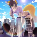  anthro canine clothed clothing cloud cutoffs denim_shorts fox girly humanoid hybrid macro male mammal outside rekuuhh shorts smile solo standing tight_clothing 