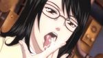  animated_gif black_hair cum cum_on_tongue glasses licking school_uniform stringendo_&amp;_accelerando_&amp;_stretta 